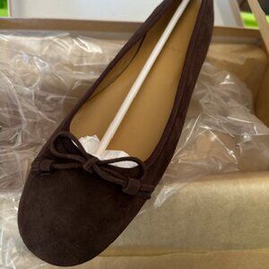 Barcelona Suede Ballet Flats with Lace Tie Expresso